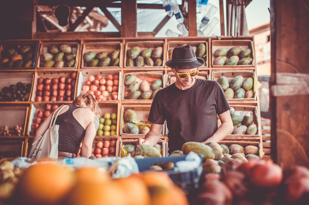 market, fruits, selection